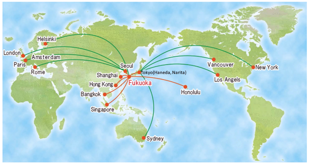 Examples of international flights to Fukuoka